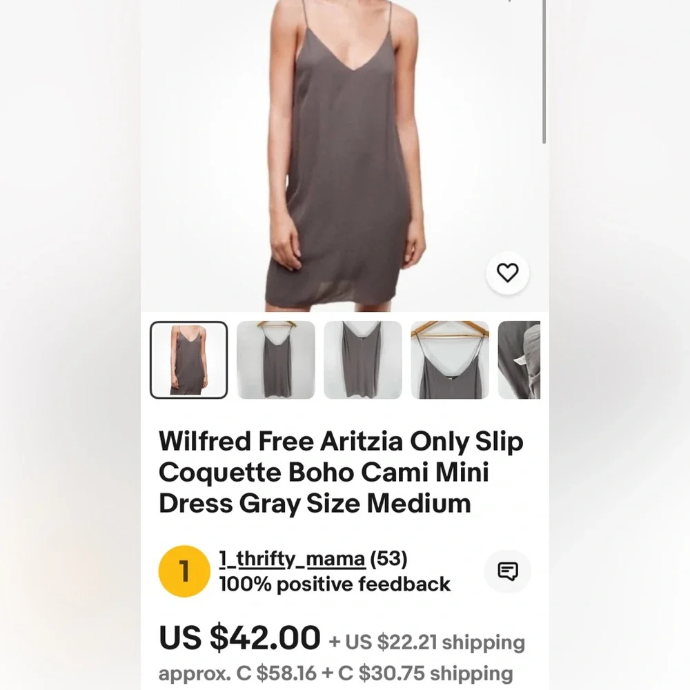 Aritzia Wilfred Free Elegant Taupe Slip Dress! Size Medium - Picture 7 of 17